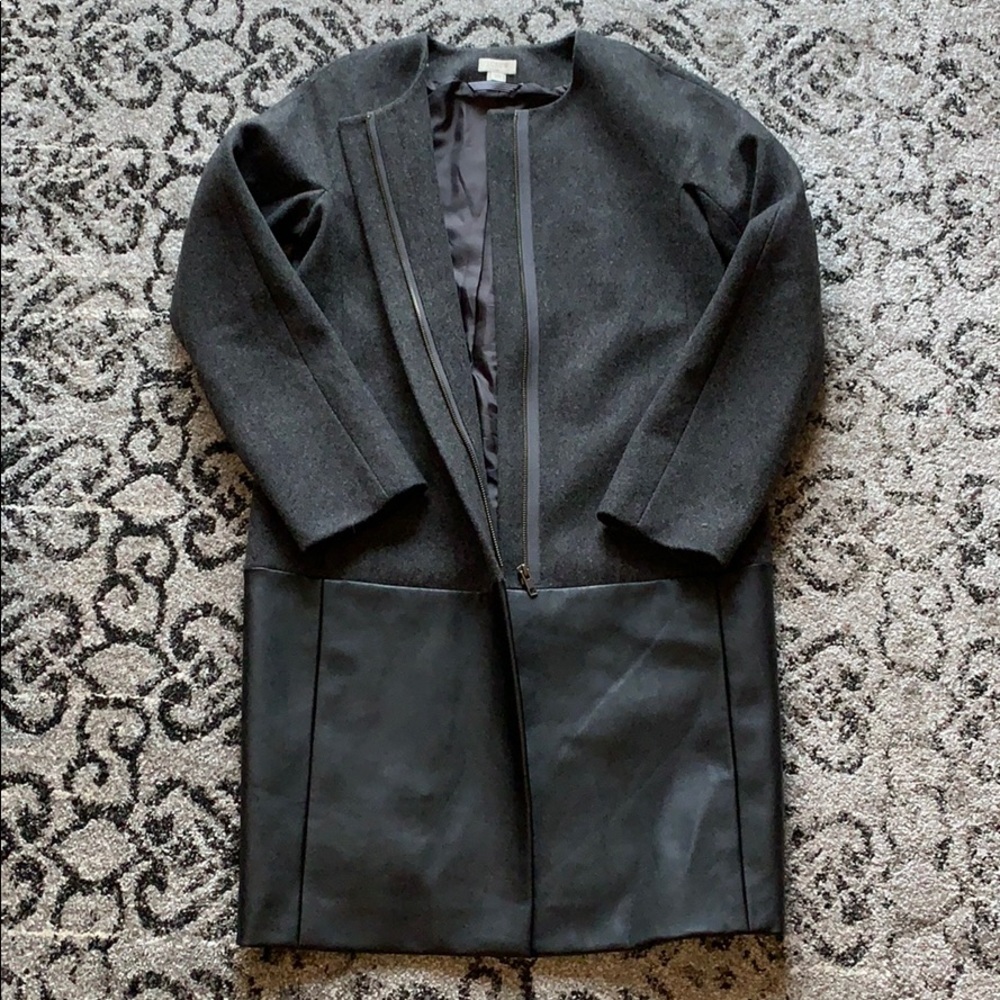 Jcrew Factory coat w/ faux leather panel
